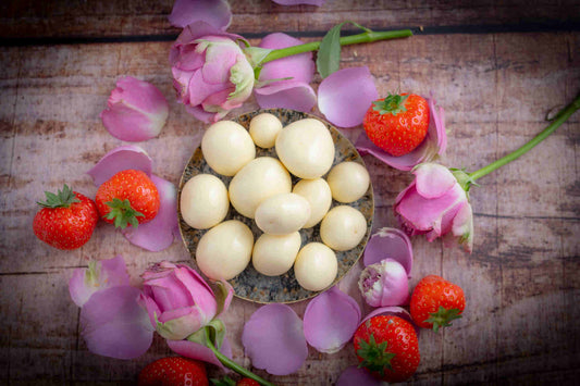 Erdbeeren gefriergetrocknet mit weisser Schokolade & Joghurt
