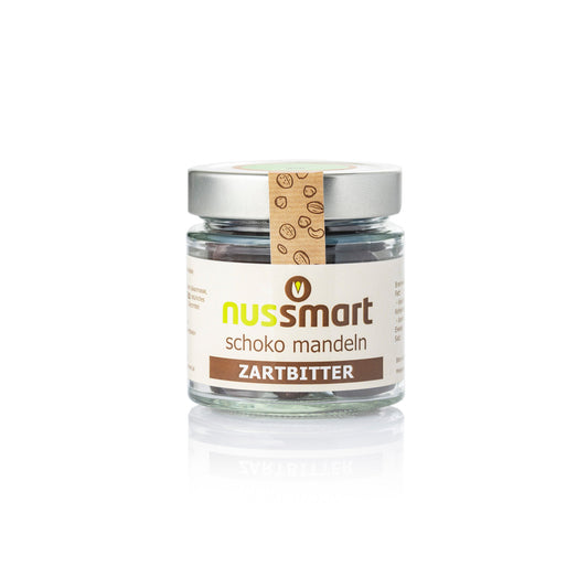 Schoko Mandeln Zartbitter im Glas 120g – knackige Mandeln in dunkler Schokolade