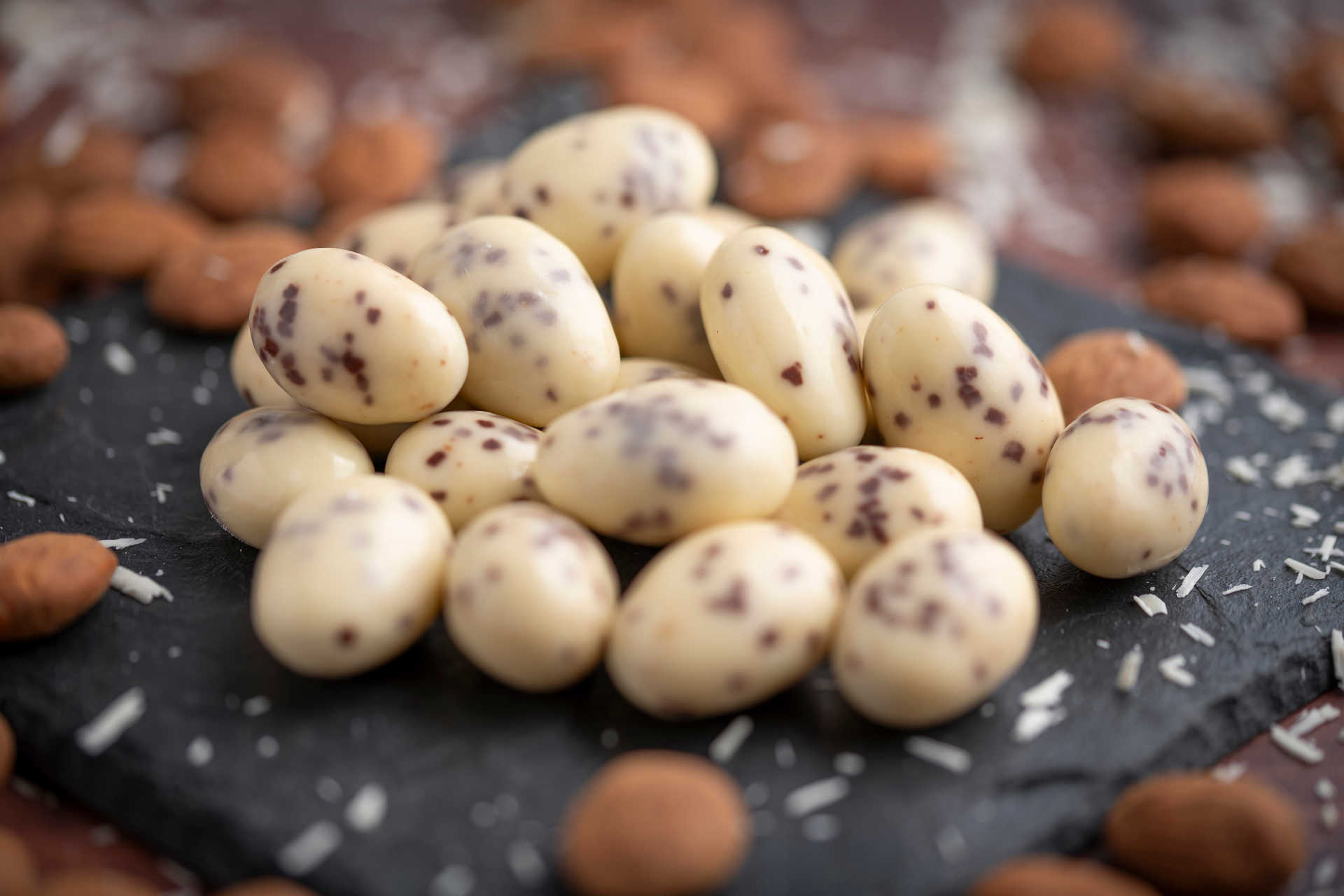 Detail Zoomansicht Stracciatella Mandeln von nussmart