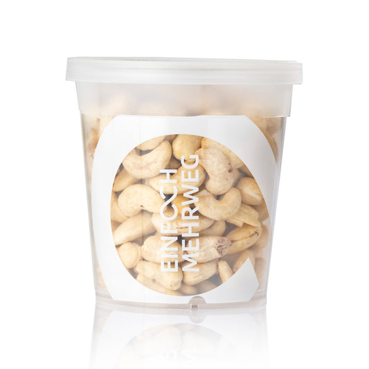 Premium Cashew W320 Indien im Mehrwegbecher – Frontansicht