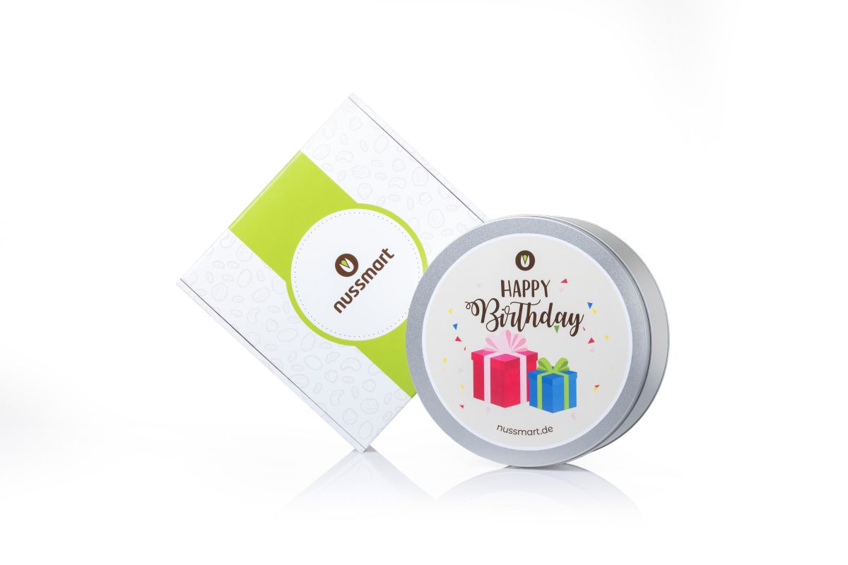 Premium Geschenkdose mit Nüssen – verschiedene Motive & Inhalte