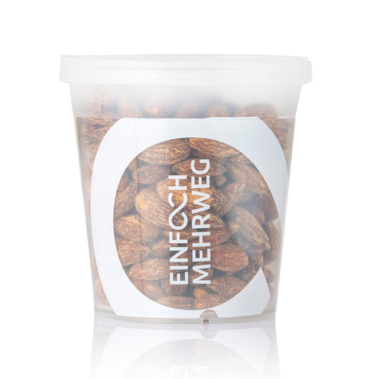 Rauchmandeln im Mehrwegbecher – Frontansicht