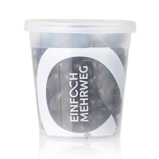 Schoko-Cashew Zartbitter im Mehrwegbecher – Frontansicht